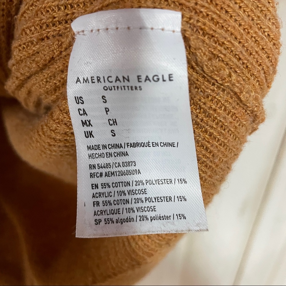 American Eagle Tan Brown Henley Long Sleeve Top w Buttons Sz S - Picture 3 of 5